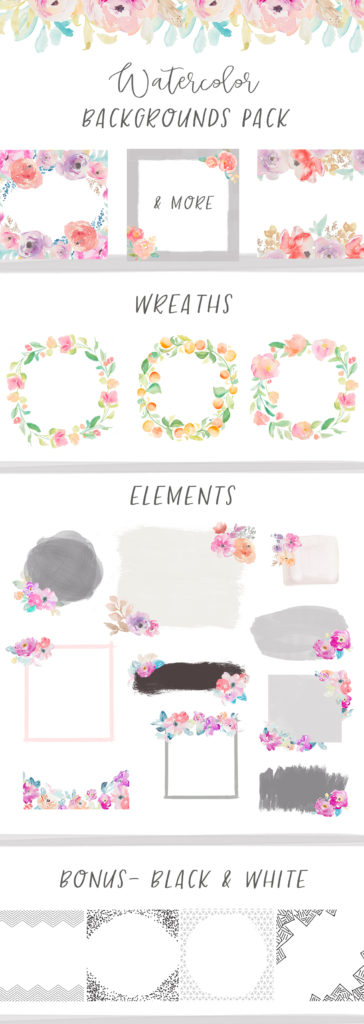 Love watercolor clip art, pretty fonts, and premade logos? Take a look at my resource for Feminine Watercolor Clip Art + Pretty Fonts for Bloggers.